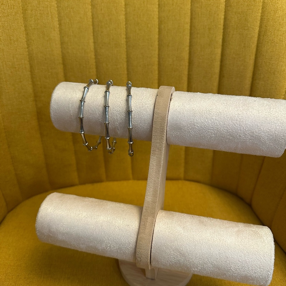 Silver Bamboo-Style Bracelets Set - Picture 4 of 4